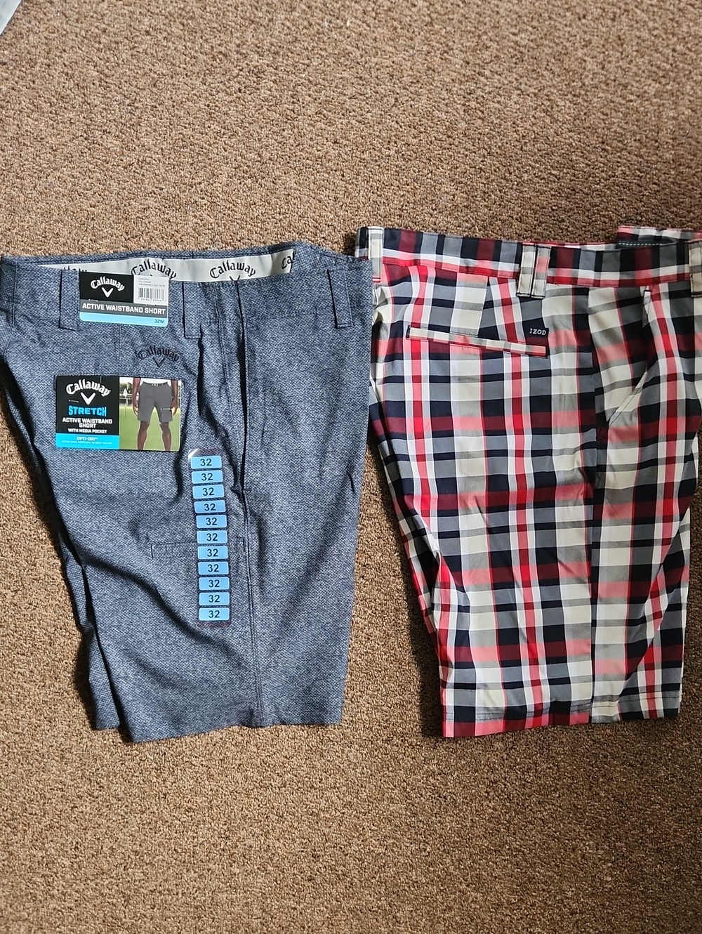 2 Pairs Of Men's Golf Shorts Callaway New Size 32 And Izod 33